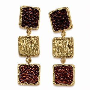 Elegant Gold and Brown Dangle Earrings